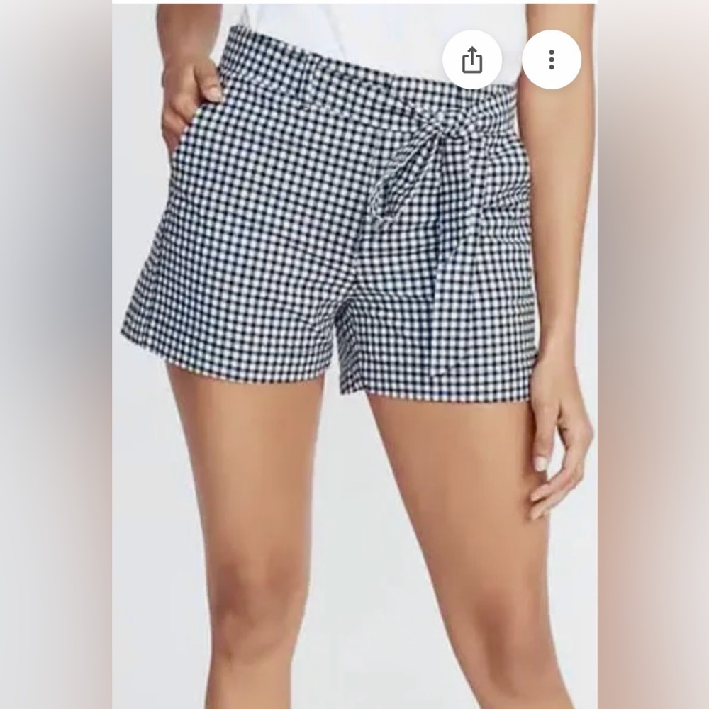 Banana Republic Factory linen blend gingham mid rise shorts blue & white Size 2